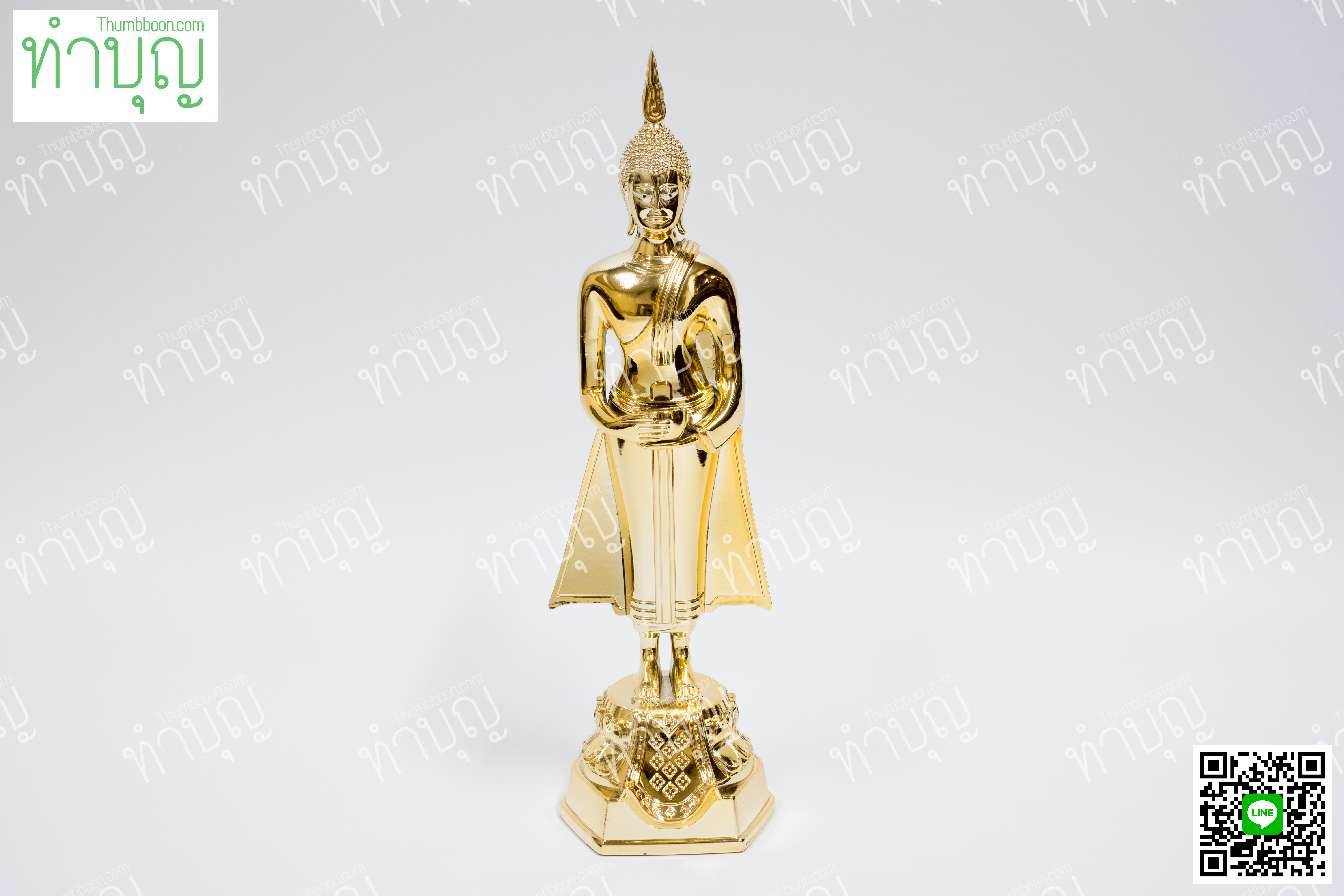 พระประจำวันพุธกลางวัน (ปางอุ้มบาตร) 5" กะไหล่ทอง