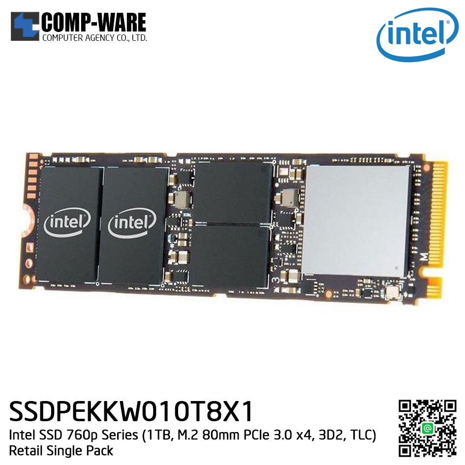 Intel SSD 760p Series (1TB, M.2 80mm PCIe 3.0 x4, 3D2, TLC) Retail Single Pack - SSDPEKKW010T8X1