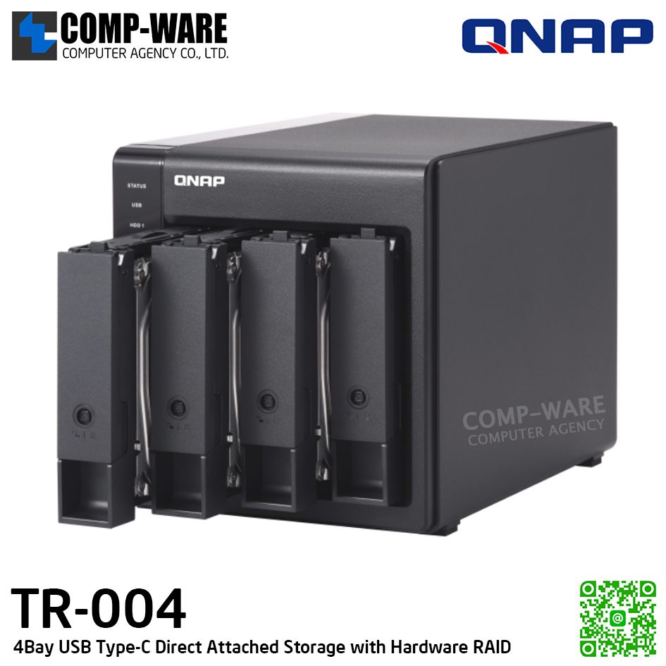 QNAP (Tower 4-Bay) TR-004 / 4 x 2.5"/3.5" SATA 6Gbps / 65W Adapter / 2Y Warranty / No HDD - Expansion Enclosure