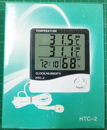 HTC2 เครื่องวัดอุณหภูมิ 2 sensor IN - OUT และ ความชื้น พร้อม นาฬิกา