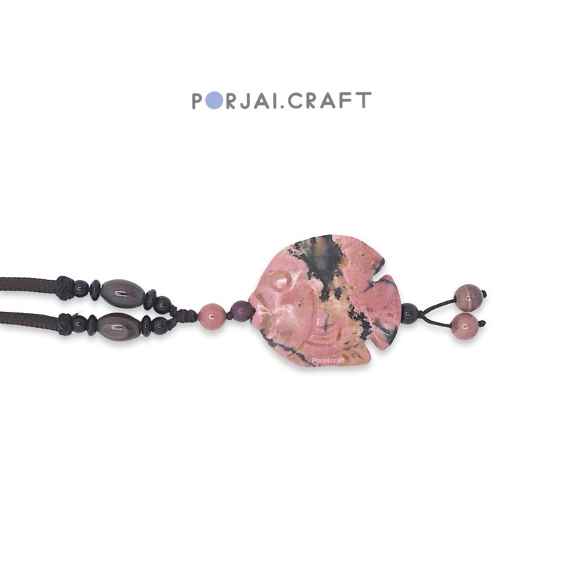 Rhodonite Fish Necklace สร้อยคอโรโดไนต์ ปลา