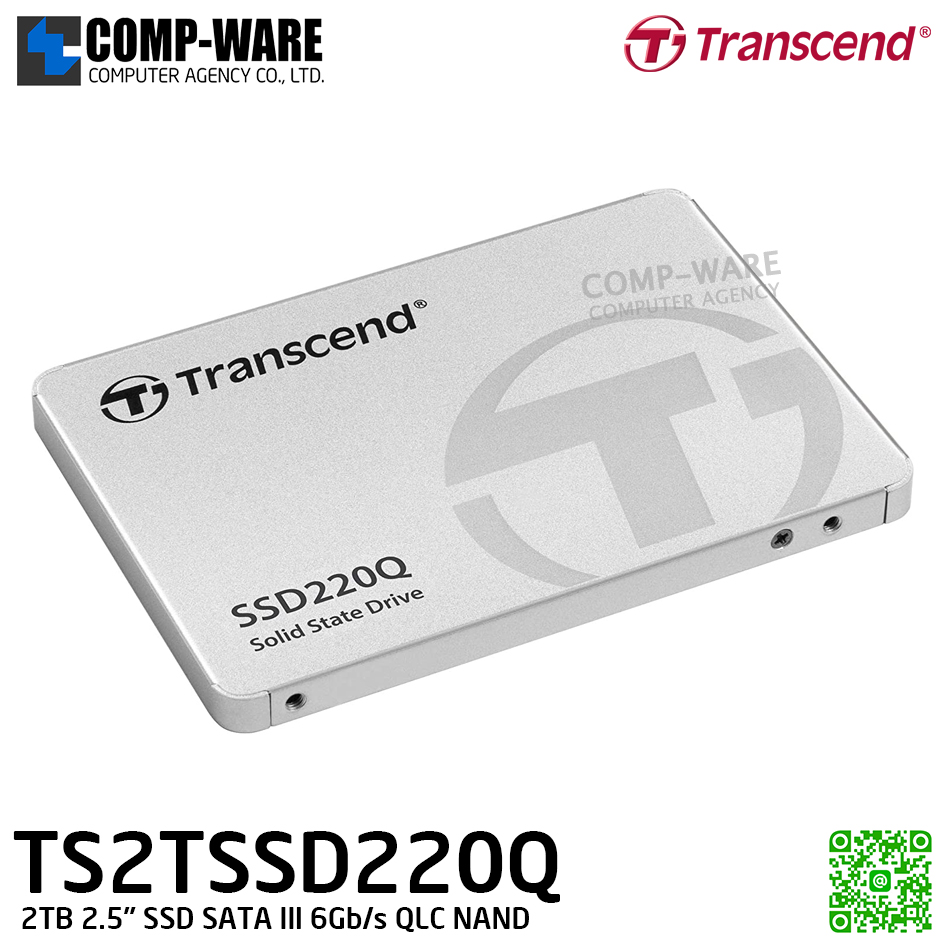 Transcend SSD220Q 2TB 2.5" SSD SATA III 6Gb/s QLC NAND - TS2TSSD220Q - 3Y Warranty