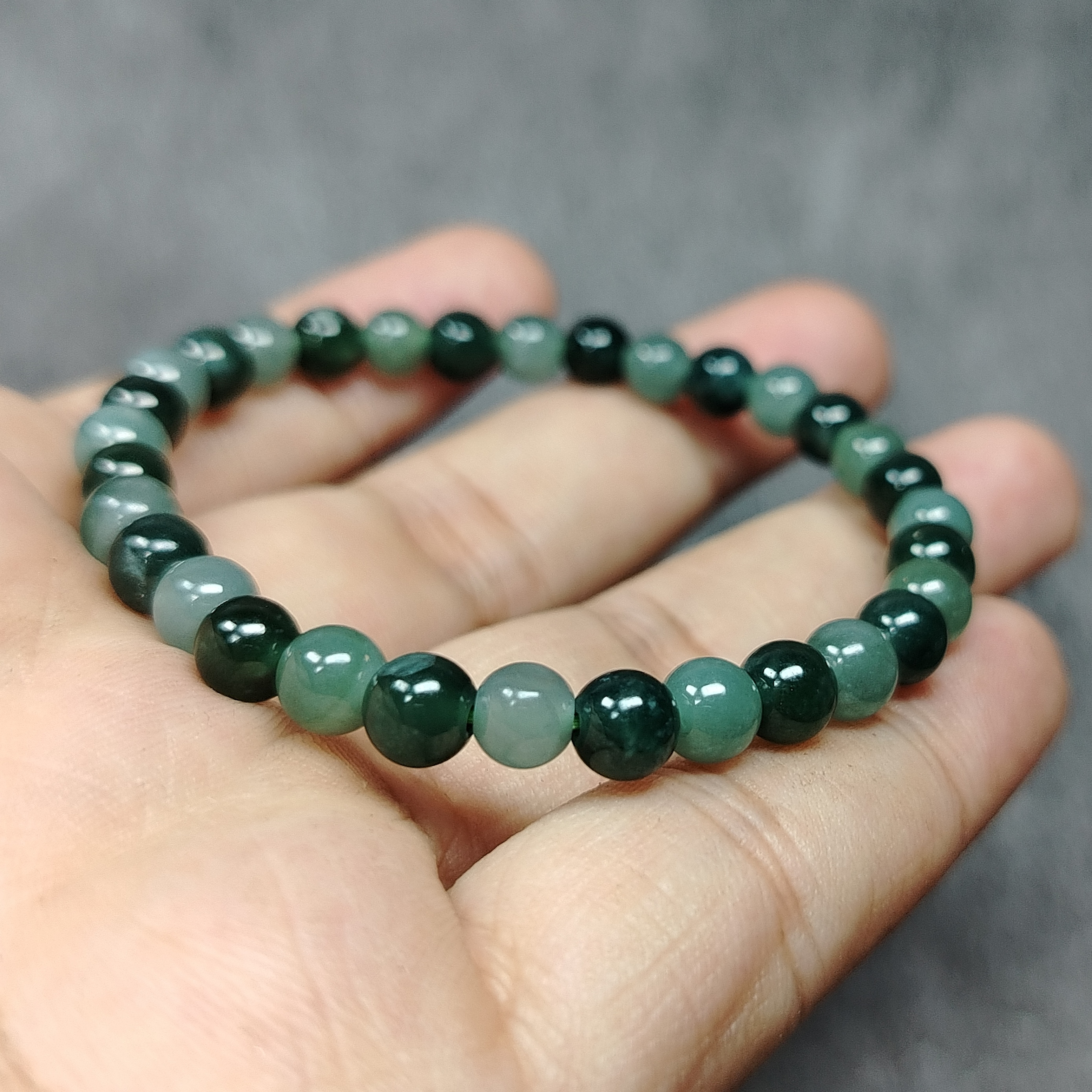 [00611]สร้อยข้อมือหยกพม่า กำไลหยกพม่า เกรดเอเนื้อกึ่งใส