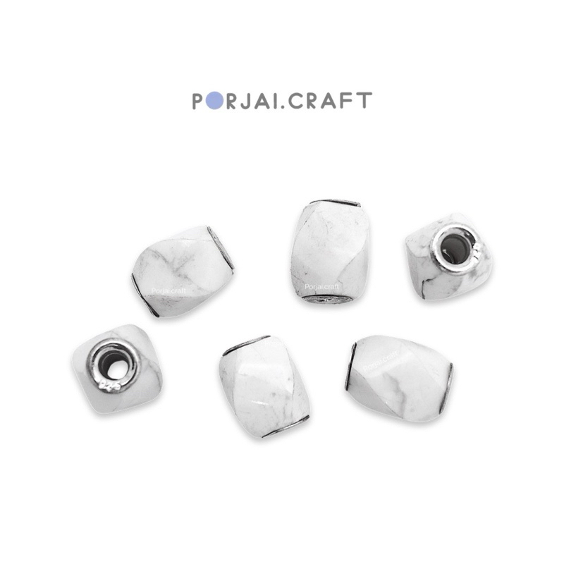 Howlite Charm Twist Bead with 925 Sterling Silver ชาร์ม ฮาวไลต์ 11mm