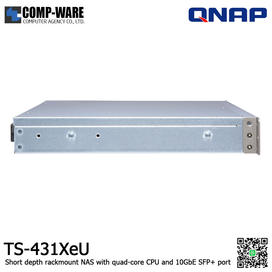 QNAP NAS (1U 4-Bay) TS-431XeU / Annapurna Labs Alpine AL-314 / 8GB RAM / 2x GbE , 1x 10GbE SFP+ / Single Power Supply / Rail Kit RAIL-B02 / No HDD / 3Y Warranty / TS-431XeU-8G