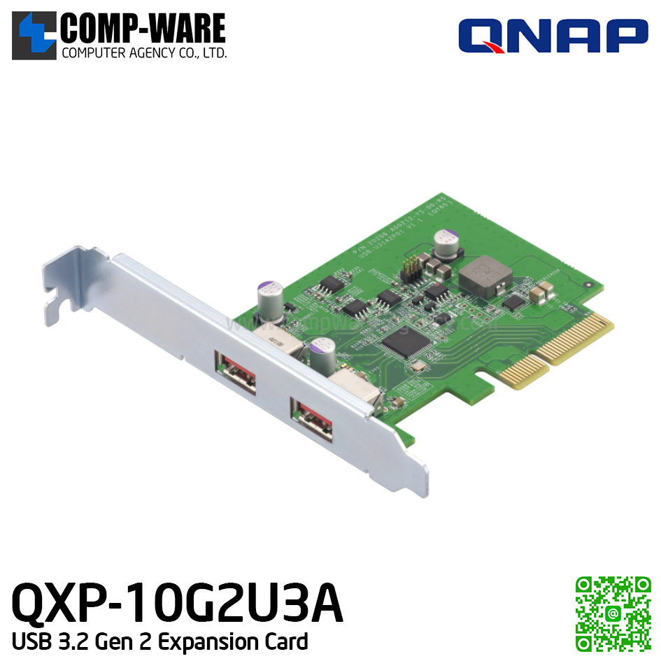 QNAP QXP-10G2U3A USB3.2 PCIe Card Dual-port USB3.2 Gen2 10Gbps PCIe gen2x2 - Spare Part
