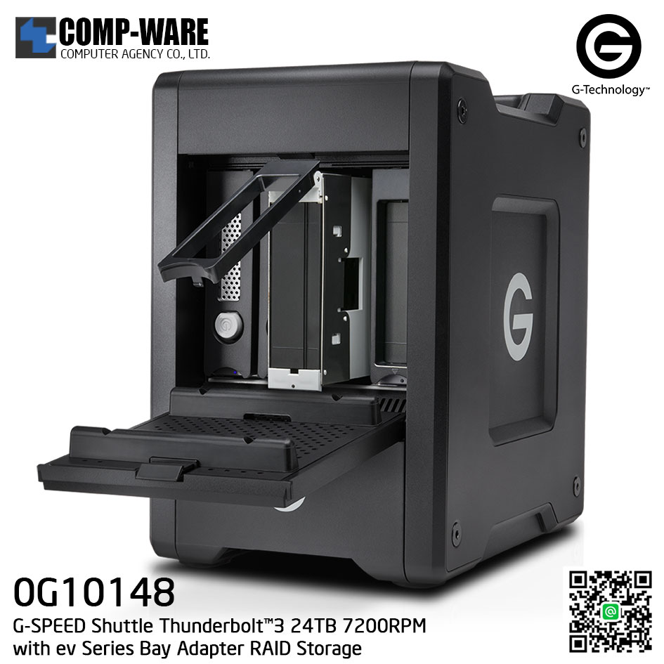 G-Technology G-SPEED Shuttle Thunderbolt™3 24TB 7200RPM with ev Series Bay Adapter RAID Storage - 0G10148