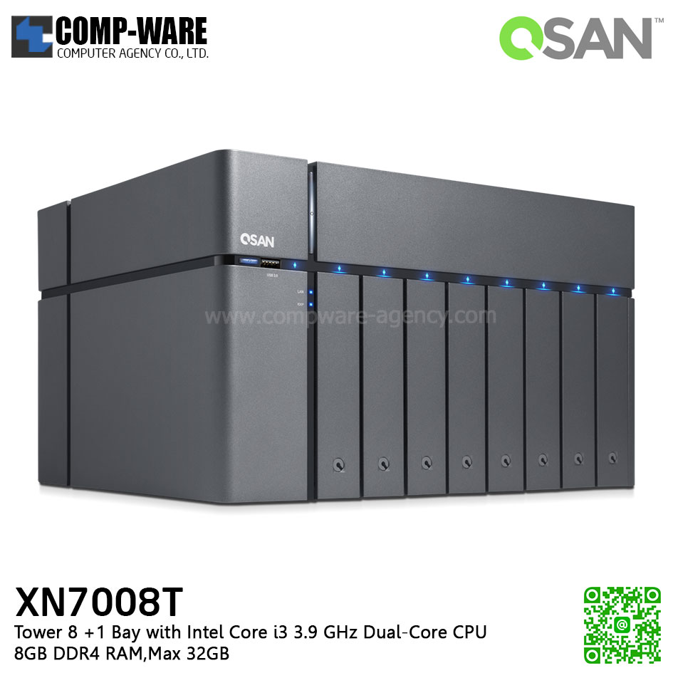 QSAN (8+1 Bays) XCubeNAS XN7008T (8GB RAM) Tower NAS Storage , No HDD