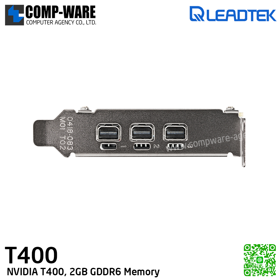 Leadtek NVIDIA T400 (2GB GDDR6) Workstation Graphics Card for creating, editing, and viewing 2D and 3D models and video รับประกัน 3ปี