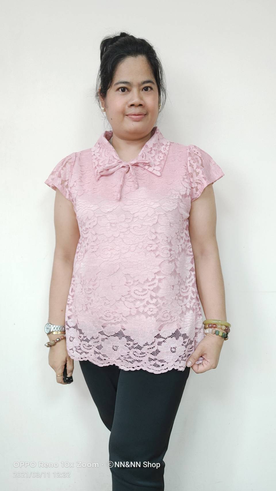 NNandNN Shop 3 0012 เสื้อลูกคอปกผูกโบว์ หลายสี 44"