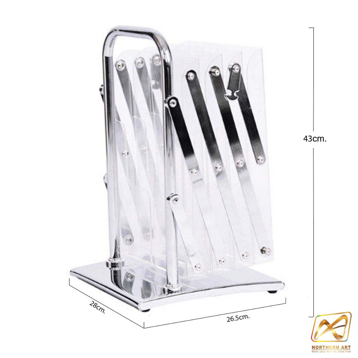 ชั้นวางโบรชัวร์อะคริลิค พับได้ ขนาดA4 เคลื่อนย้ายสะดวก แถมกระเป๋าสีดำ 1 ใบ