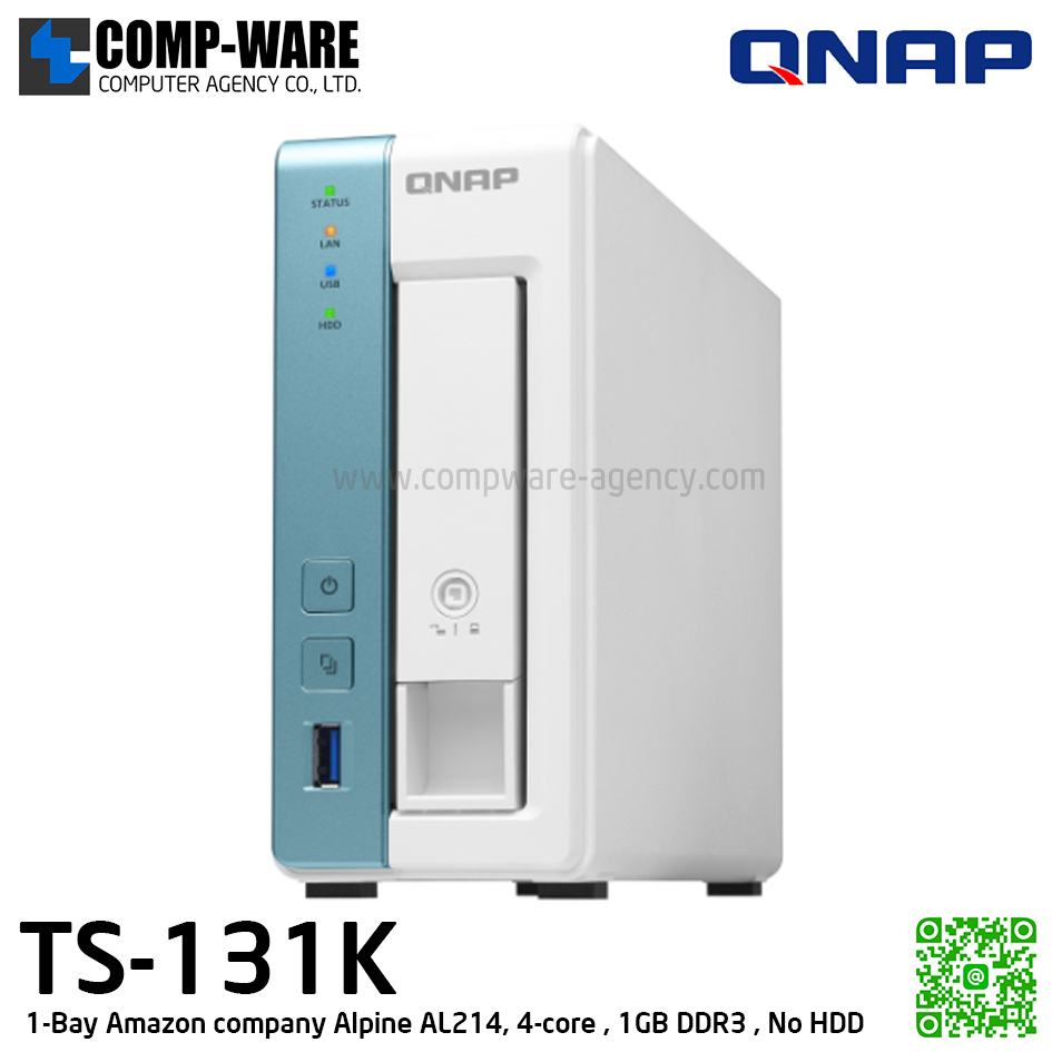 QNAP NAS (1-Bay) TS-131K (1GB DDR3 RAM) AnnapurnaLabs Quad-Core , No HDD // 2Y Warranty