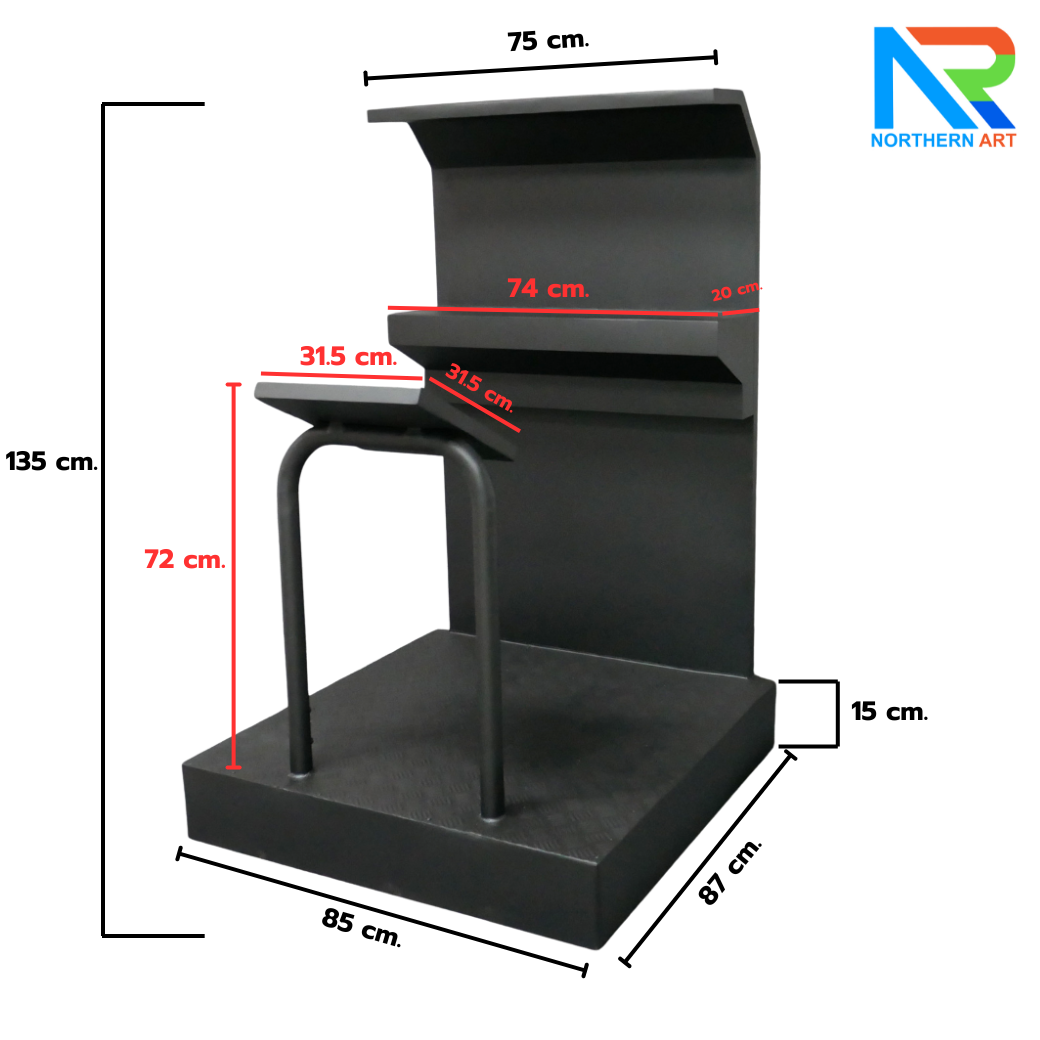 โพเดียมรปภ. เหล็ก ขนาด (W) 85 x (L) 87 (H) 135 ซม. พร้อมชั้นวางเอกสาร พื้นเหล็กลายตีนเป็ดกันลื่น แข็งแรงทนทาน