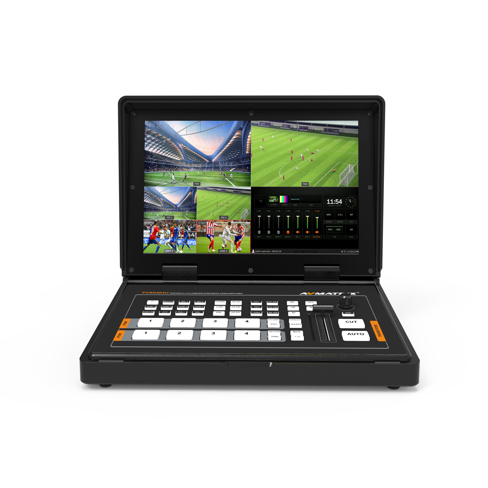 AVMatrix PVS0403U วิดีโอสวิตเชอร์แบบพกพาพร้อมจอ 10.1 นิ้ว