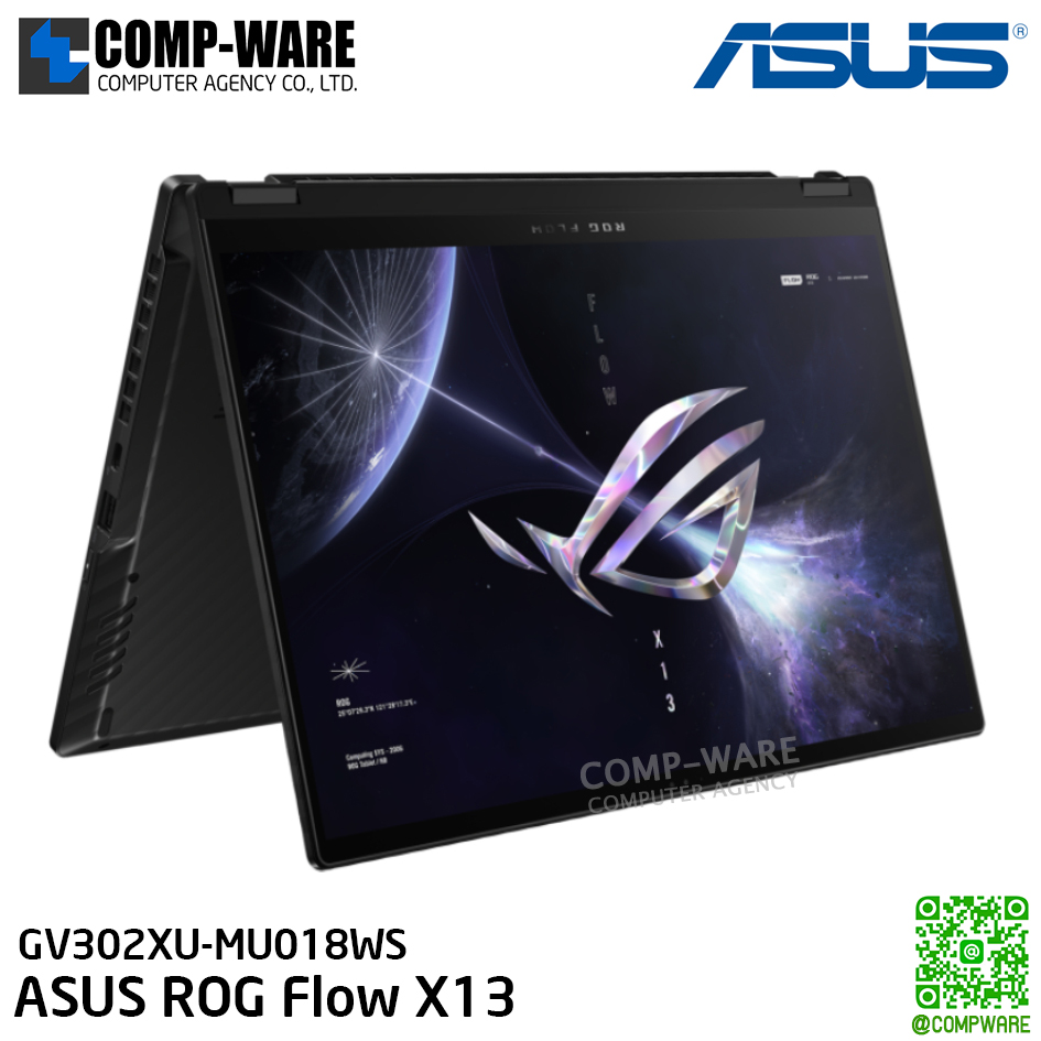 ASUS ROG Flow X13 / 13.4-inch / AMD Ryzen™ 9 7940HS Mobile Processor / NVIDIA® GeForce RTX™ 4050 Laptop GPU / 8GB*2 LPDDR5 on board / 1TB PCIe® 4.0 NVMe™ M.2 SSD (2230) /Windows 11 Home / GV302XU-MU018WS