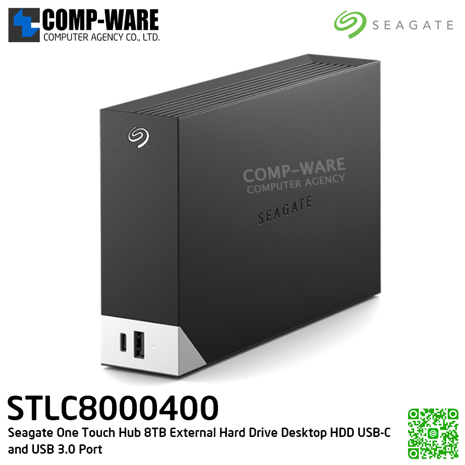 Seagate One Touch Hub 8TB External Hard Drive Desktop HDD USB-C and USB 3.0 Port WITH PASSWORD PROTECTION - STLC8000400