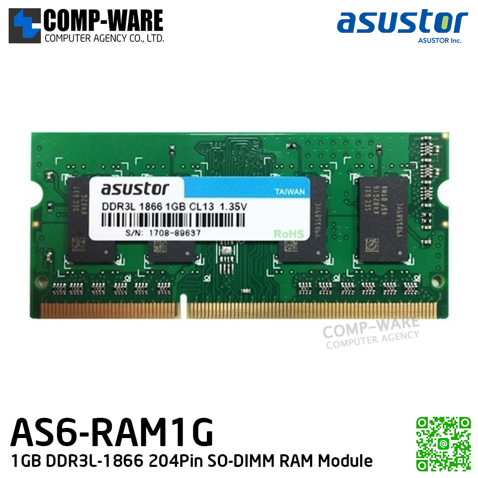 Asustor AS6-RAM1G 1GB DDR3L SODIMM RAM Module (3Y Warranty)