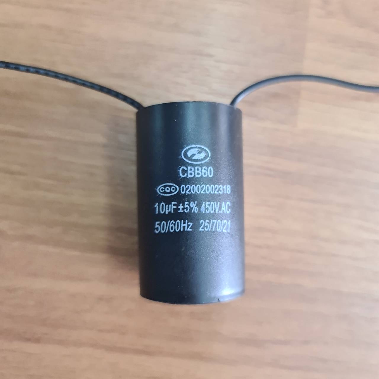 0000654 คาปาซิเตอร์ 10 uF 450 V 50/60Hz คาปาทรงกระบอก 2 สาย