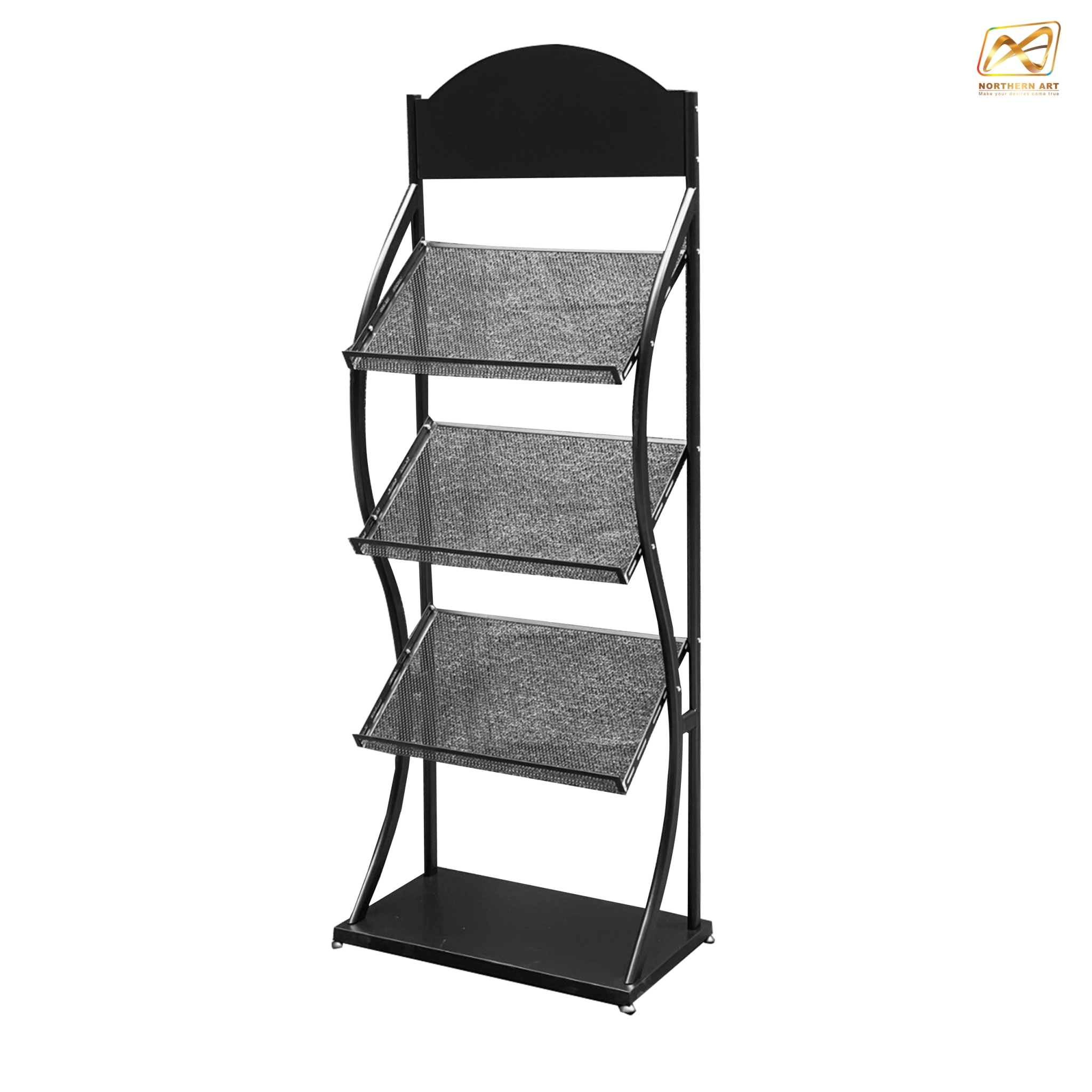 ชั้นวางโบรชัวร์เหล็ก 3 ชั้น สีดำ ขนาด (W)50 X (D)31 X (H)135 cm. ถอดประกอบได้