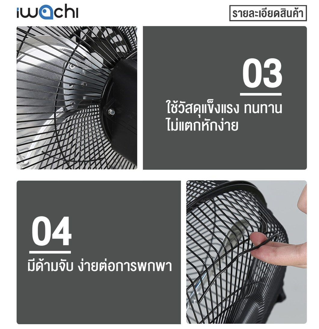พัดลมโซล่าเซลล์ (ใช้ไฟได้ 2 ระบบ AC/DC ) IWC-SOLAR-FLOOR-FAN-12''-150W(ส่งฟรี)
