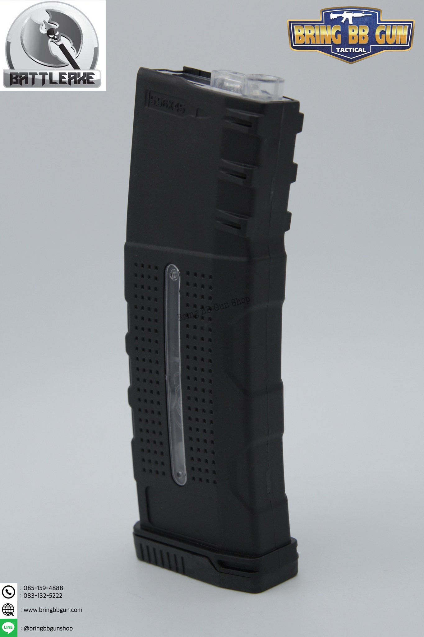 แม็กกาซีน M4 ยี่ห้อ Battle Axe แบบปั่น มี4ทรงให้เลือก ทรง P-mag(P-mag Hi-cap magazine) ทรง EPM(EPM Hi-cap magazine) ทรง 002(002 Hi-cap magazine) ทรง IMI Lancer(IMI Lancer Hi-cap magazine)