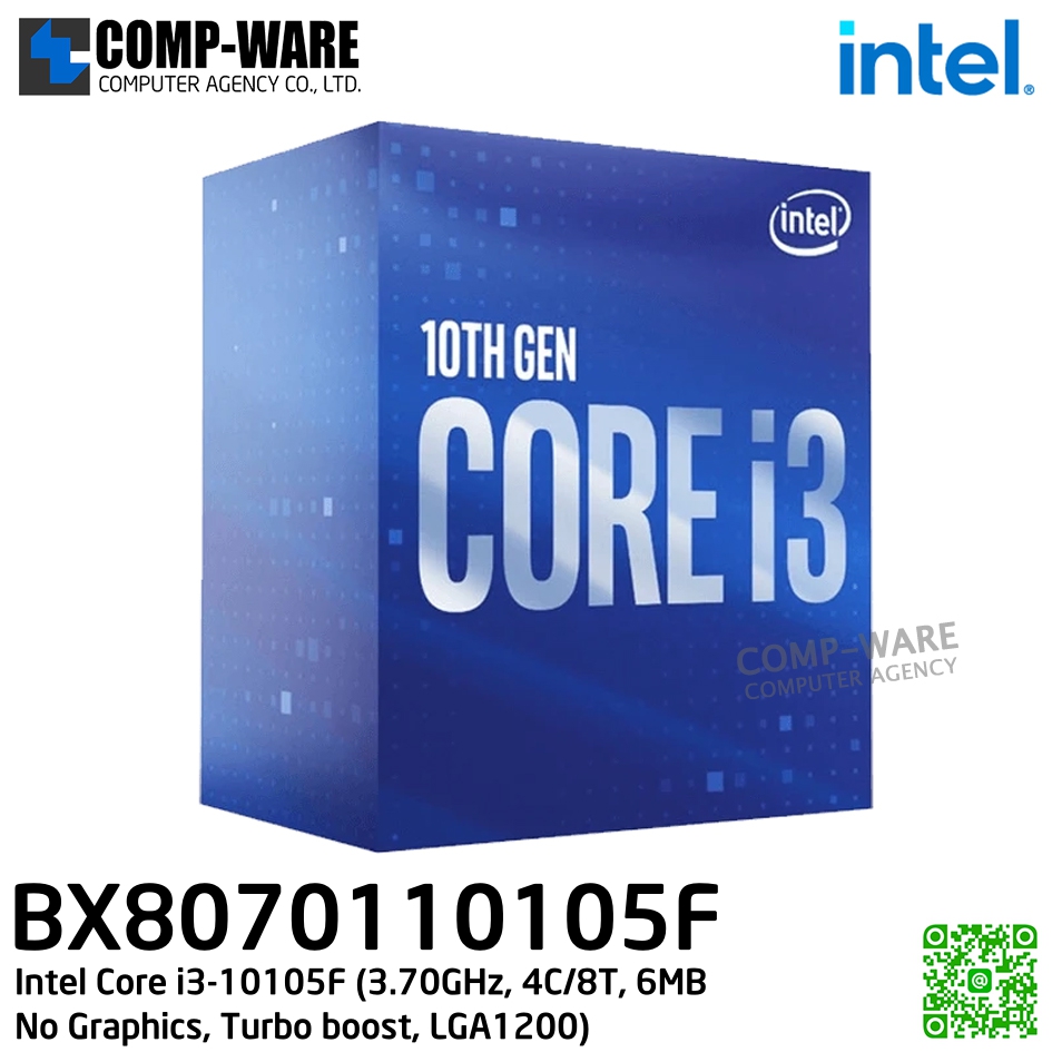 CPU BX8070110105F Intel Core i3-10105F (3.70GHz, 4C/8T, 6MB, No Graphics, Turbo boost, LGA1200) - 3Y Warranty