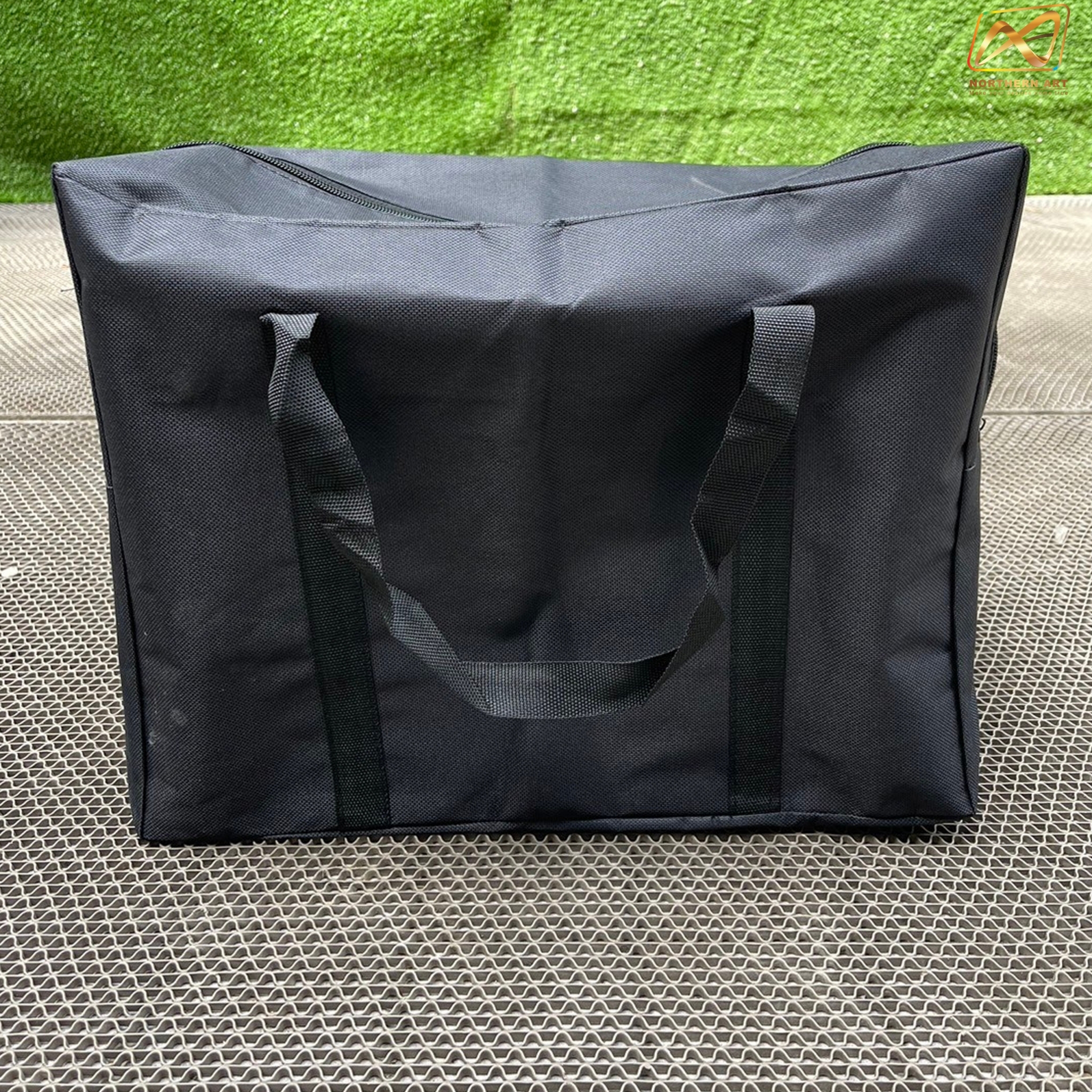 ชั้นวางโบรชัวร์เหล็ก สีดำ รุ่นพับได้ 2 ด้าน ขนาด A4 พับเก็บได้ เคลื่อนย้ายสะดวก พร้อมกระเป๋า 1 ใบ