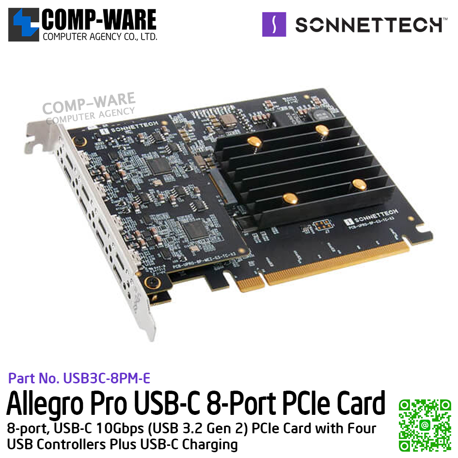 Sonnet Allegro Pro USB-C 8-Port PCIe Card [USB3C-8PM-E] รับประกัน 1 ปี