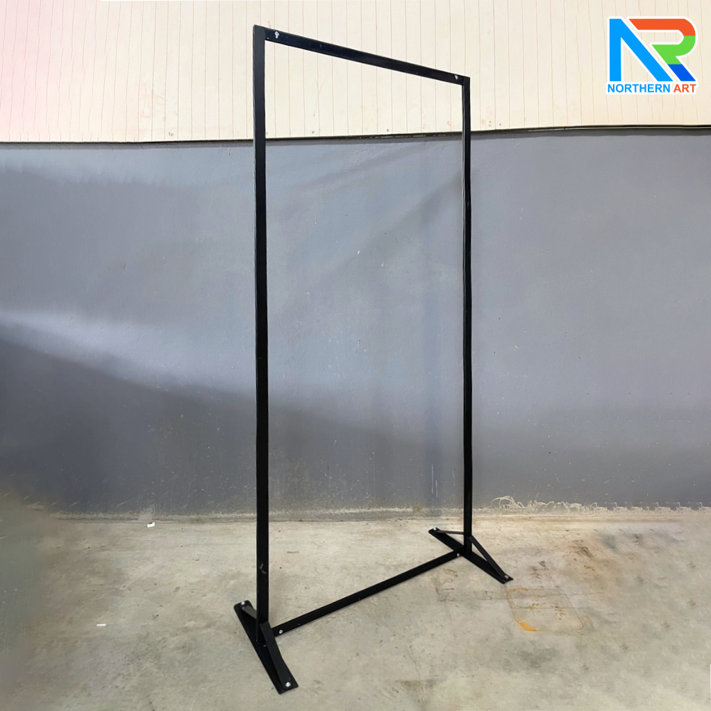 บอร์ดนิทรรศการ แบบตั้งคู่ ขนาด 100 x 200 cm. พร้อมขาตั้ง โครงอะลูมิเนียม สีดำ ถอดประกอบได้