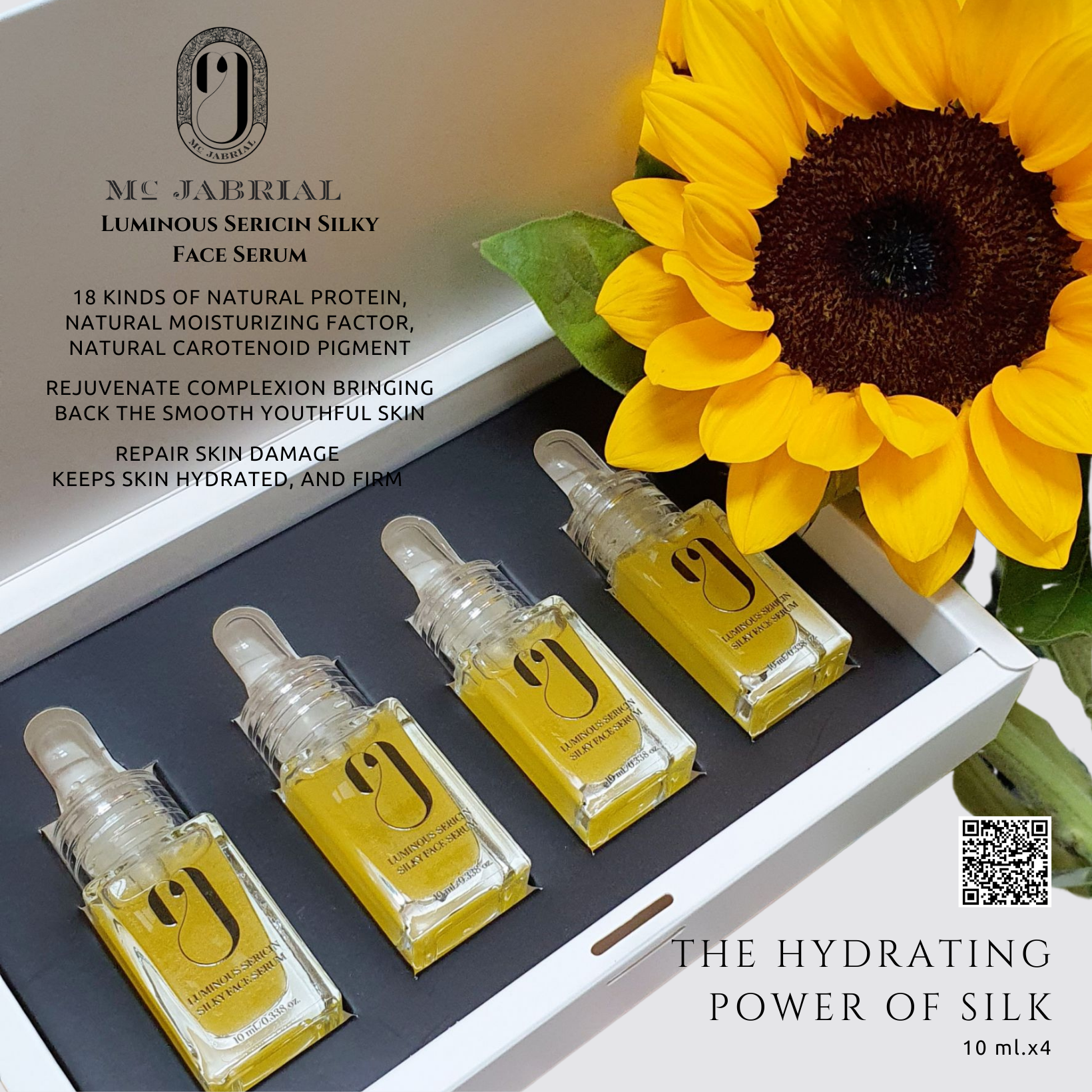 Gift box - Luminous Sericin Silky Face Serum 10ml x 4 .กิ้ฟเซท ลูมินัส เซริซิน ซิลค์กี้ เฟส เซรั่ม ขนาด 10มลx4