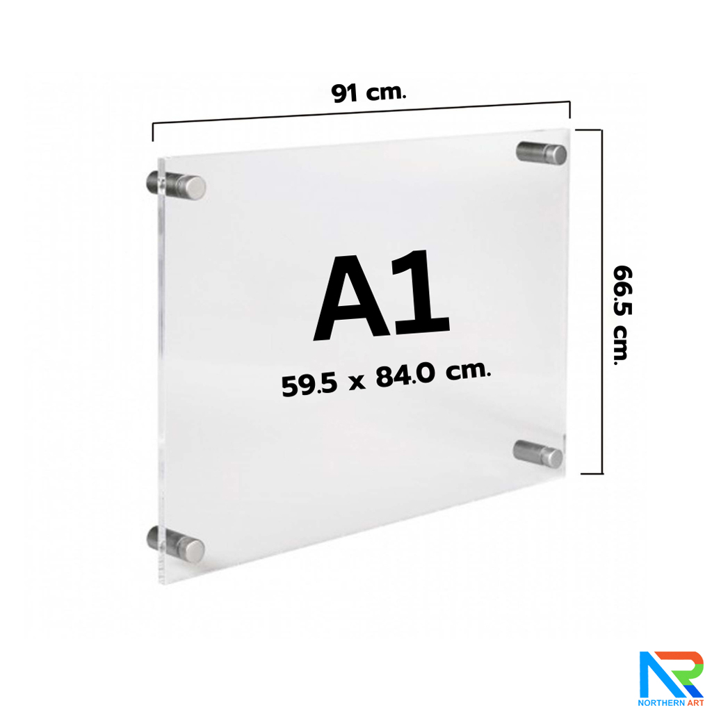 กรอบรูป อะคริลิคใสติดผนัง อะคริลิคสองแผ่นประกบกันยึดแน่นด้วยหมุดทั้ง 4 มุม รูปภาพใส่ตรงกลางระหว่างอะคริลิค ติดตั้งง่าย