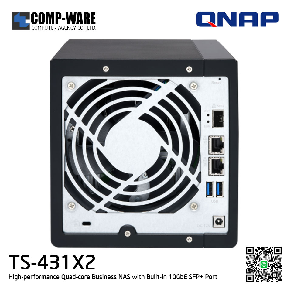 QNAP NAS (4-Bay) TS-431X2 (2GB RAM up to 8GB) High-performance Quad-core Business NAS with Built-in 10GbE SFP+ Port, no HDD // ** สินค้า EOL หมดแล้วหมดเลย กรุณาสอบถามสถานะสินค้าล่าสุดก่อนสั่งซื้อค่ะ **