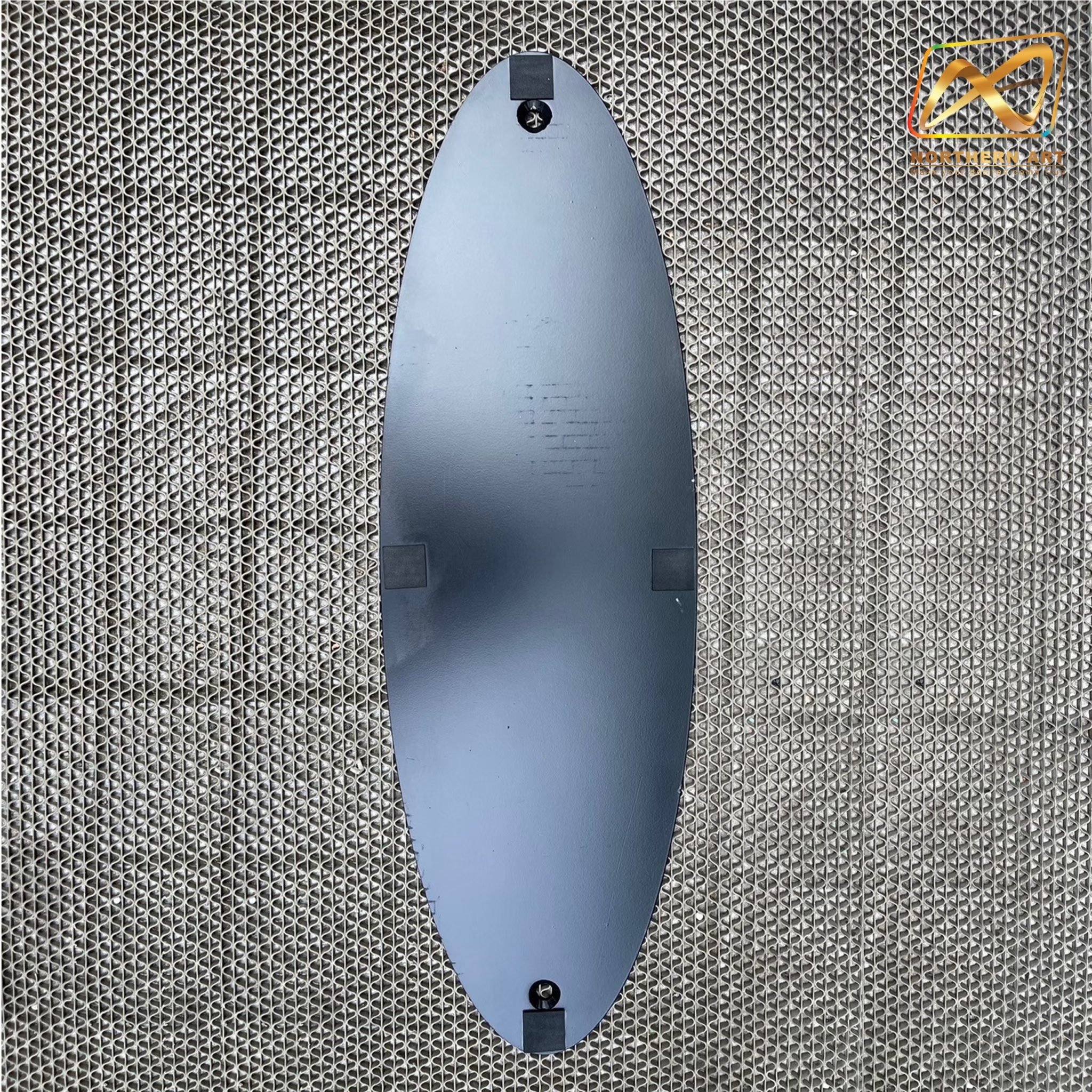 ป้ายตั้งพื้น ป้้ายมินิมอล เหล็กสีดำ ขนาด (W)59 x (H)95 cm. โชว์งานพิมพ์ 2 ด้าน ฐานวงรี ถอดประกอบได้