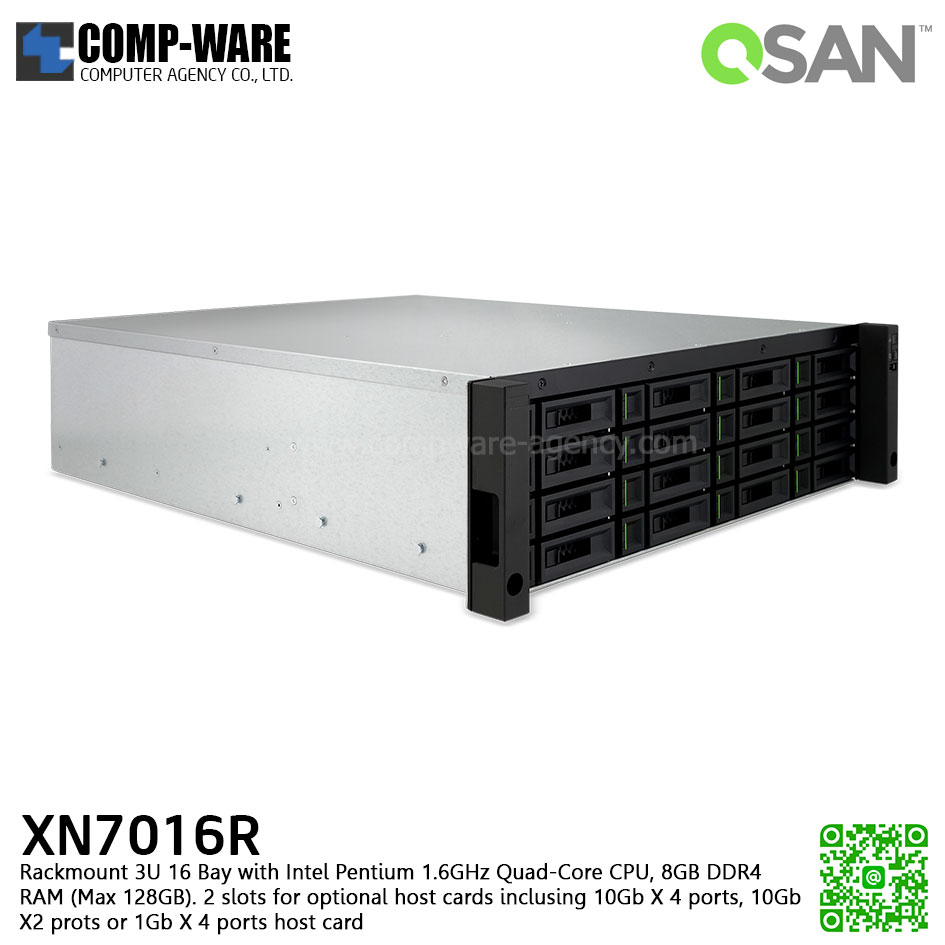 QSAN (16 Bays) XCubeNAS XN7016R (8GB RAM) Rackmount 3U NAS Storage , No HDD