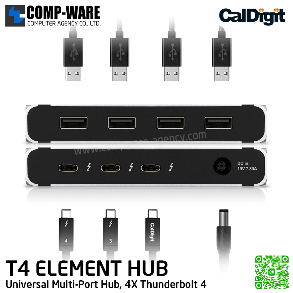 CalDigit Thunderbolt 4 Element Hub - Universal Multi-Port Hub (4xThunderbolt 4) รับประกัน 1 ปี