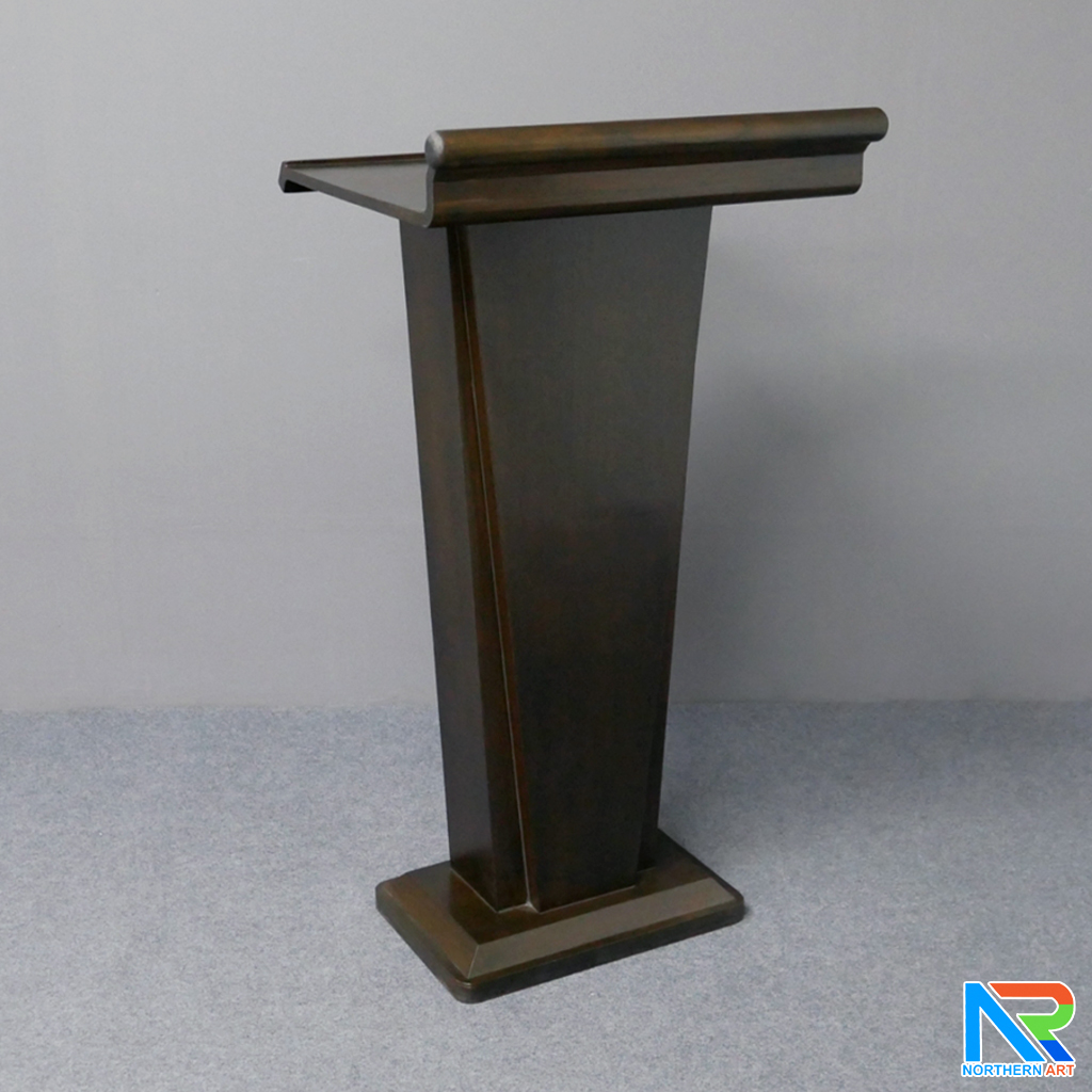 โพเดียมไม้ สีโอ๊ค ทรงโมเดิร์น TOPตรง ขนาด (W)56 x (L)48 cm. สูง 112 cm.