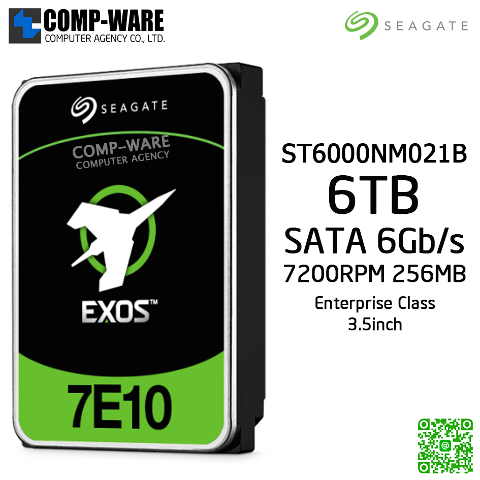 Seagate Exos 7E10 6TB 7200RPM 256MB SATA 6Gb/s SED BASE 3.5" Enterprise Class Internal Drive ST6000NM021B / 5Year Warranty