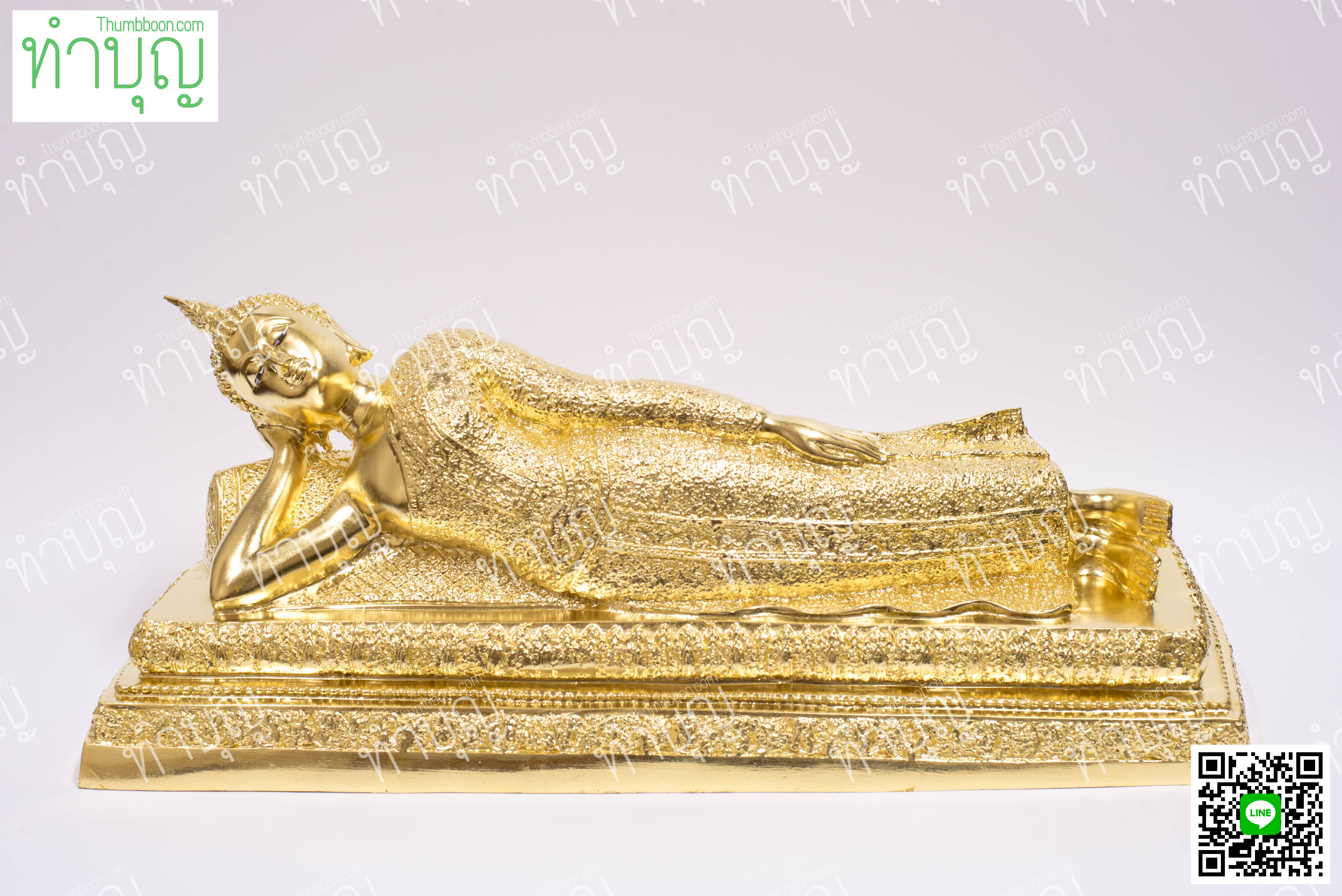 พระประจำวันอังคาร(ปางไสยาสน์) ลายพิกุล 9" ปิดทอง