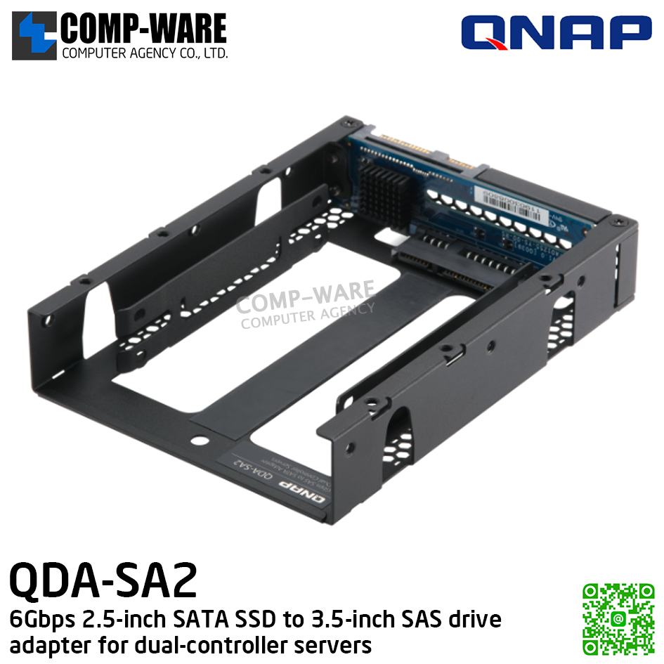 QNAP QDA-SA2 6Gbps 2.5-inch SATA SSD to 3.5-inch SAS drive adapter for dual-controller servers - Spare Part - 1Y Warranty