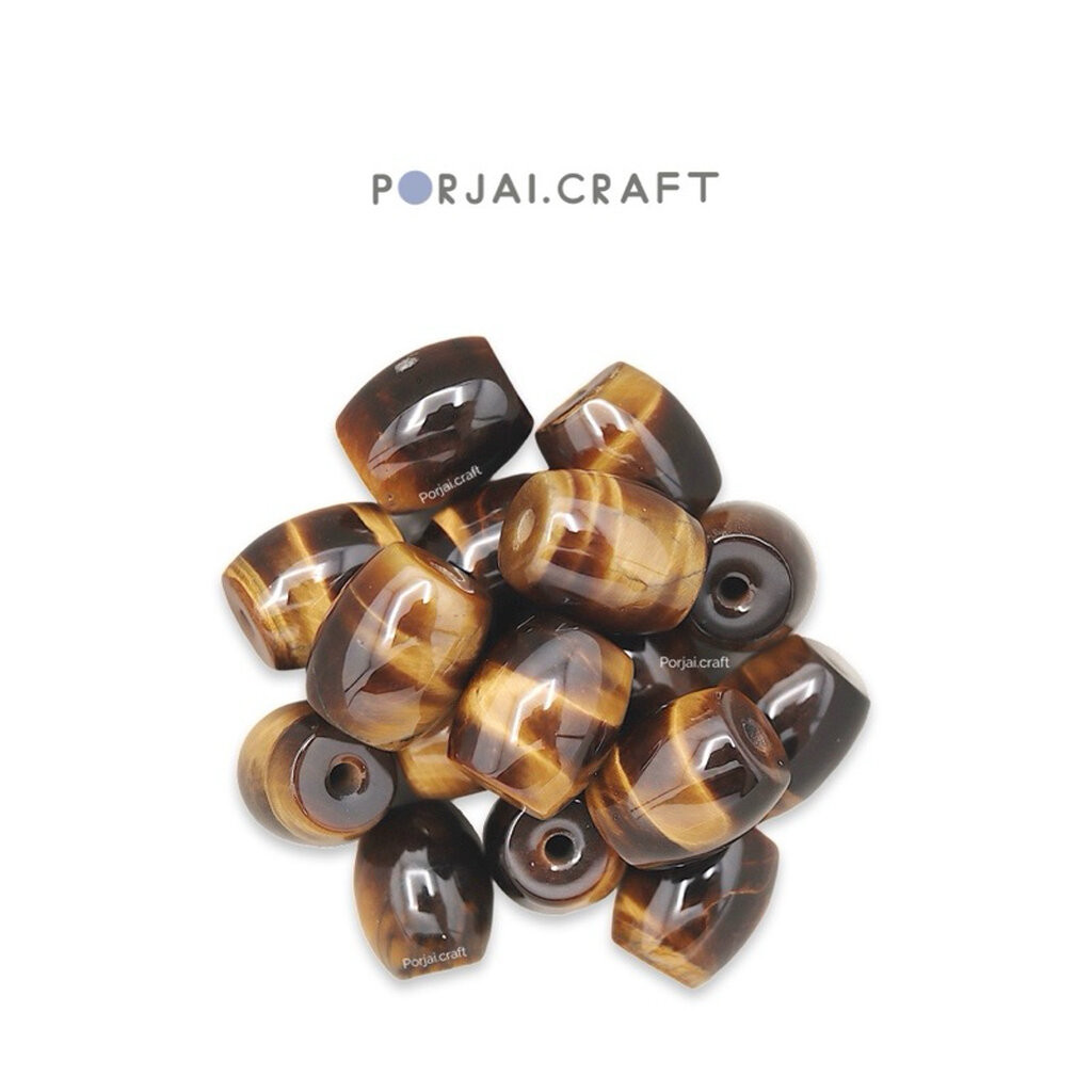 Yellow Tiger’s Eye Barrel Beads ลูกปัดไทเกอร์อายทรงถัง 15mm
