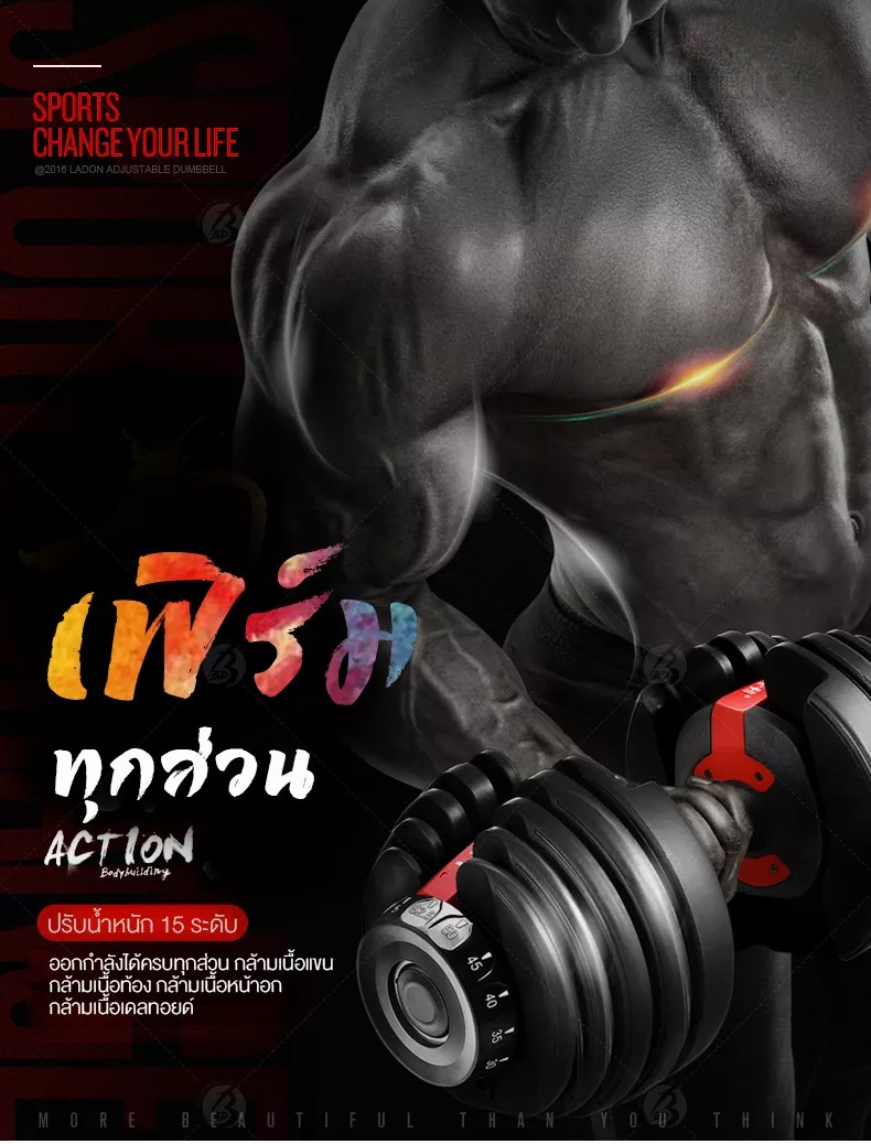 พร้อมส่ง ส่งฟรี Home Gym Fit ดัมเบลเปลี่ยนน้ำหนัก Mask1แผ่นเหล็กพรีเมี่ยม ทนทาน ปรับเปลี่ยนน้ำหนักสูงสุด 24 Kg