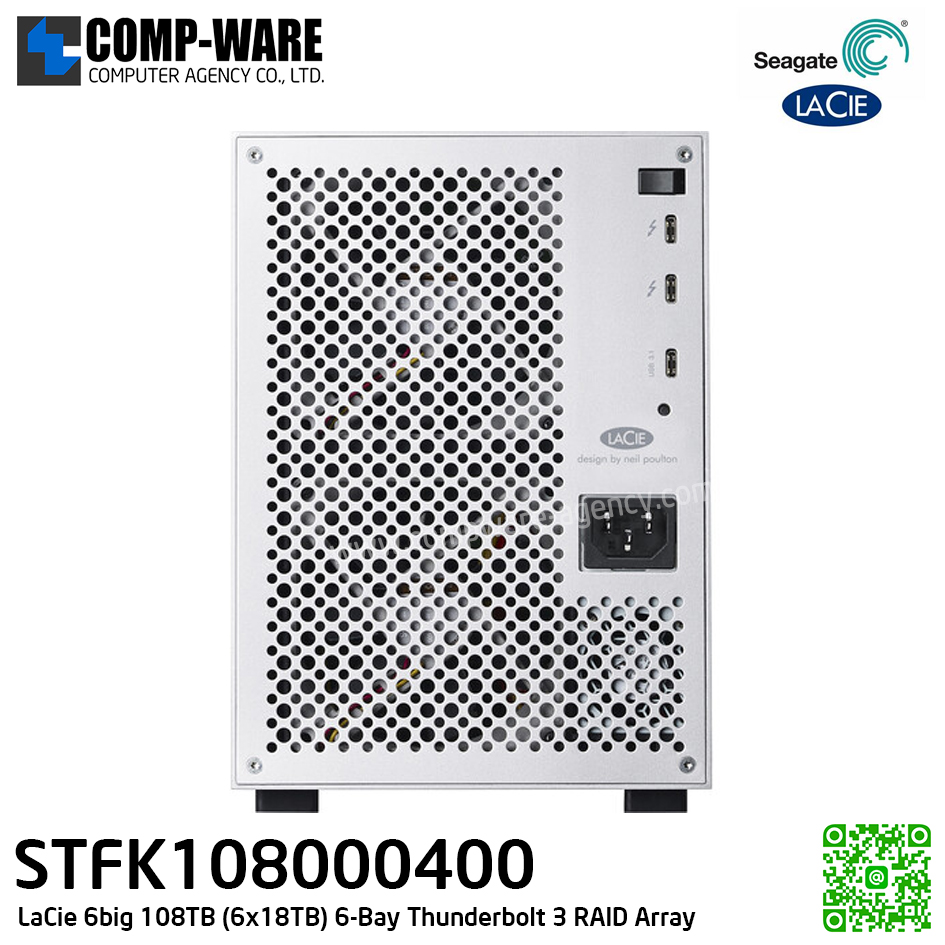Seagate LaCie 6big 108TB 6-Bay Thunderbolt 3 RAID Array (6 x 18TB) STFK108000400 (New) รับประกัน 3 ปี // ขั้นต่ำในการสั่ง MOQ = 1