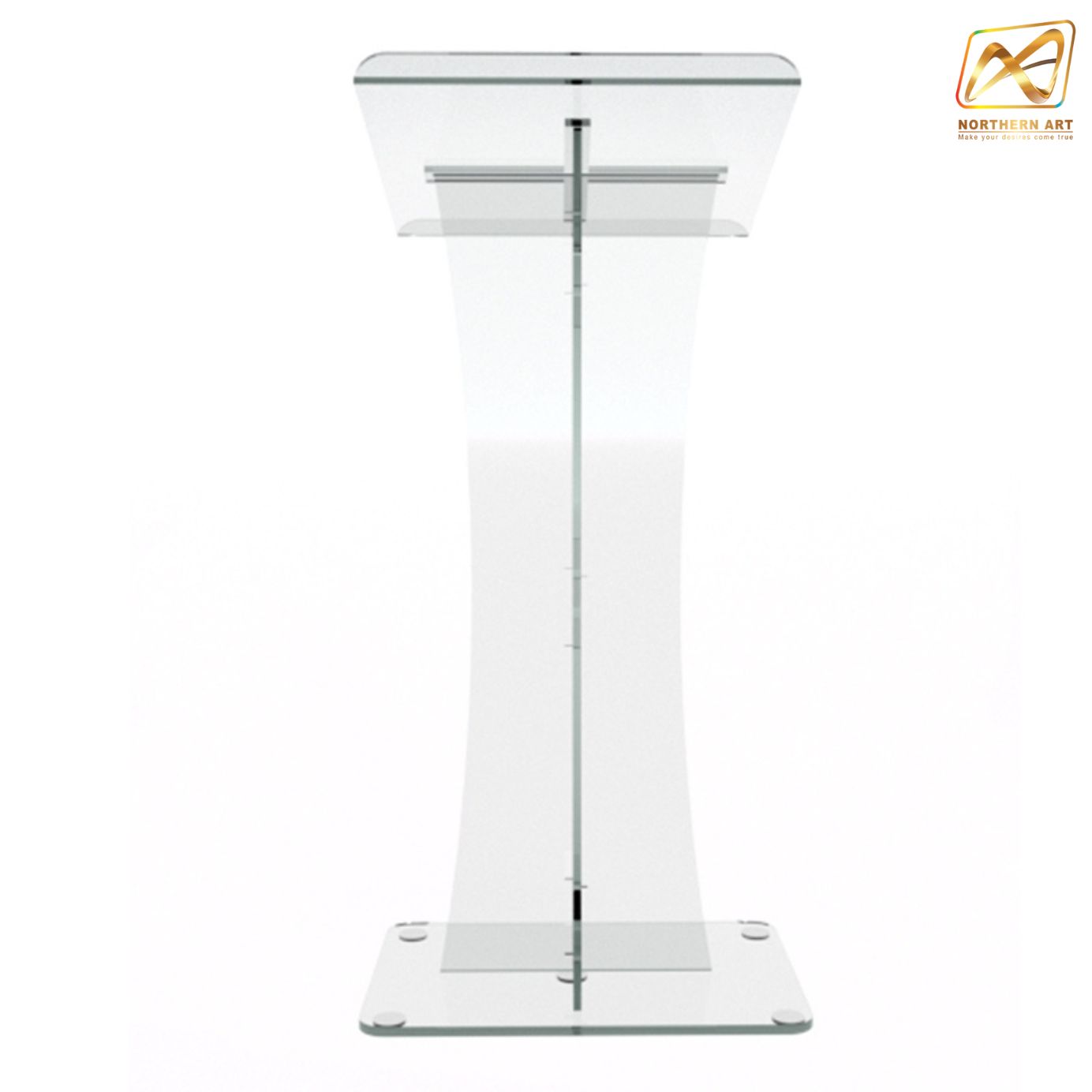 โพเดียม อะคริลิคใส AC-03 ขนาด (W)50 x (L)44 x (L)120 cm. TOP เอียงพร้อมกันตก วัสดุอะคริลิคใส หนา 10-20 มม.