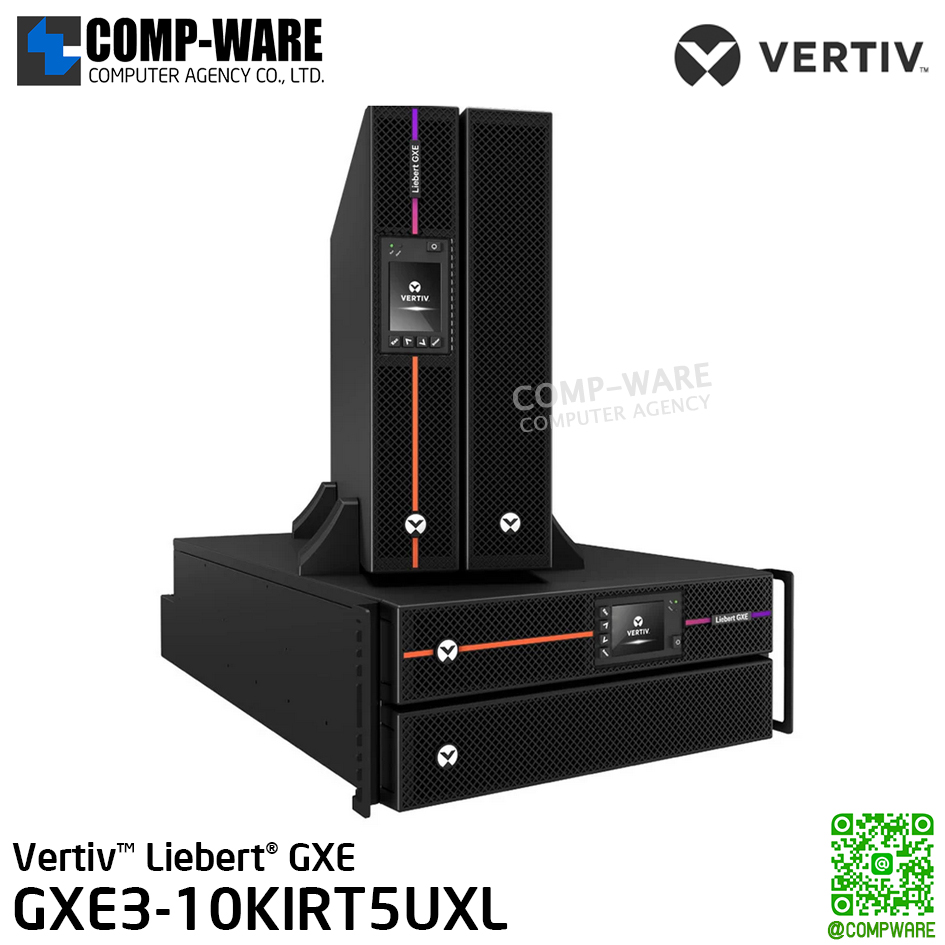 UPS Vertiv Liebert GXE: On-Line 10kVA/10kW 230V, LCD, PF1.0, 6U, Extended Run Rack/Tower, Rail Kit Bundled (3Yrs On-Site) , GXE3-10KIRT5UXL , VTV-01203156