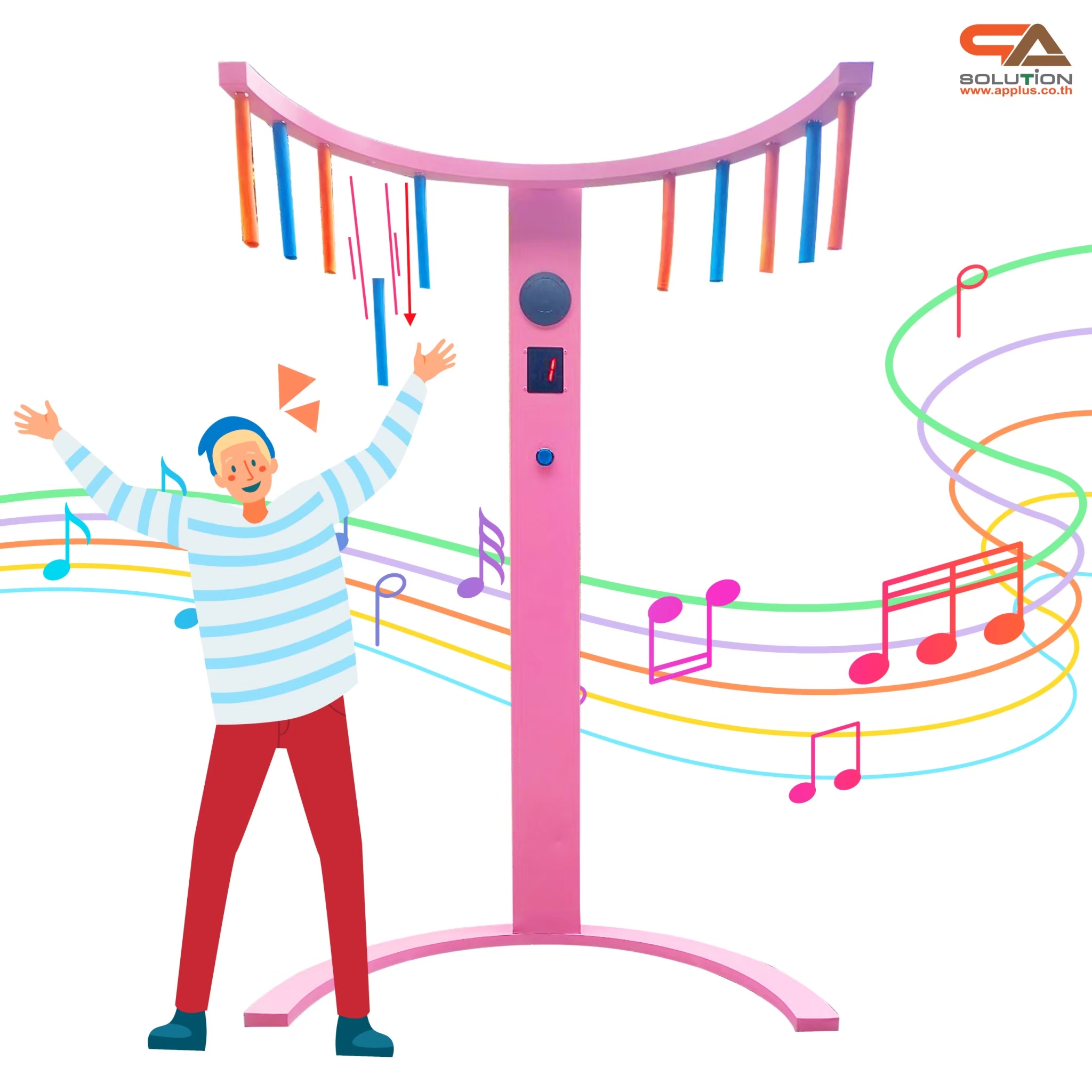 เช่าเกมส์คว้าแท่ง รุ่นขาครึ่งวงกลม ขนาด (W)102 x (H) 197 cm.หน้าปัทม์ LED พร้อมหญ้าเทียม