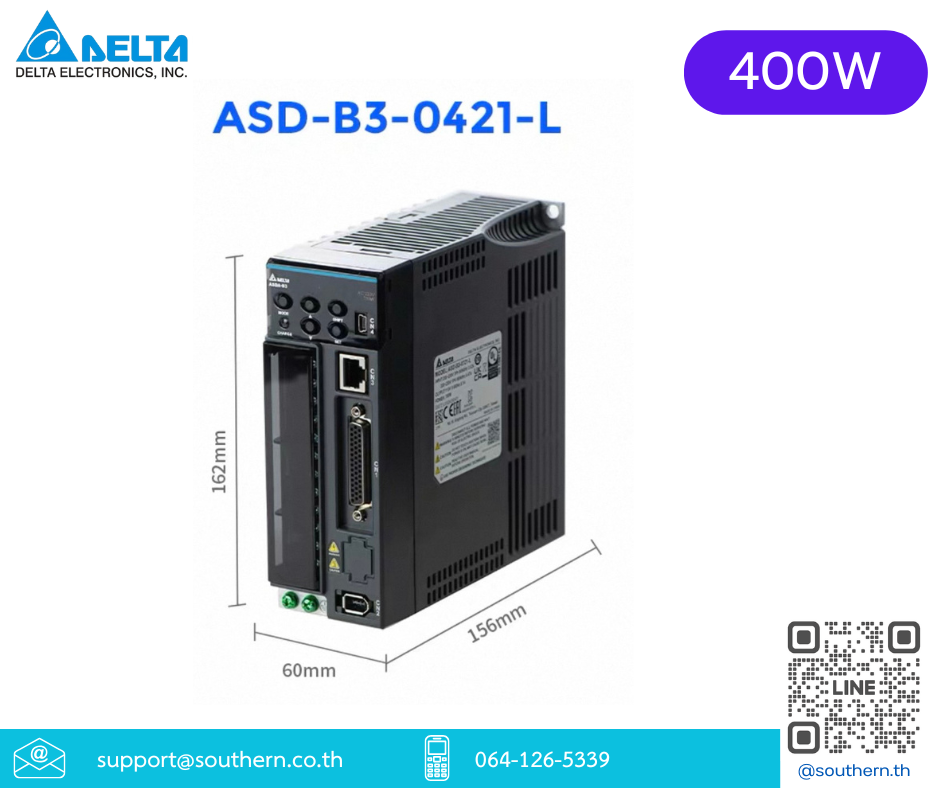 Delta AC Servo Drive ASD-B3-0421-L 400W 220V 3/1-Phase , close loop