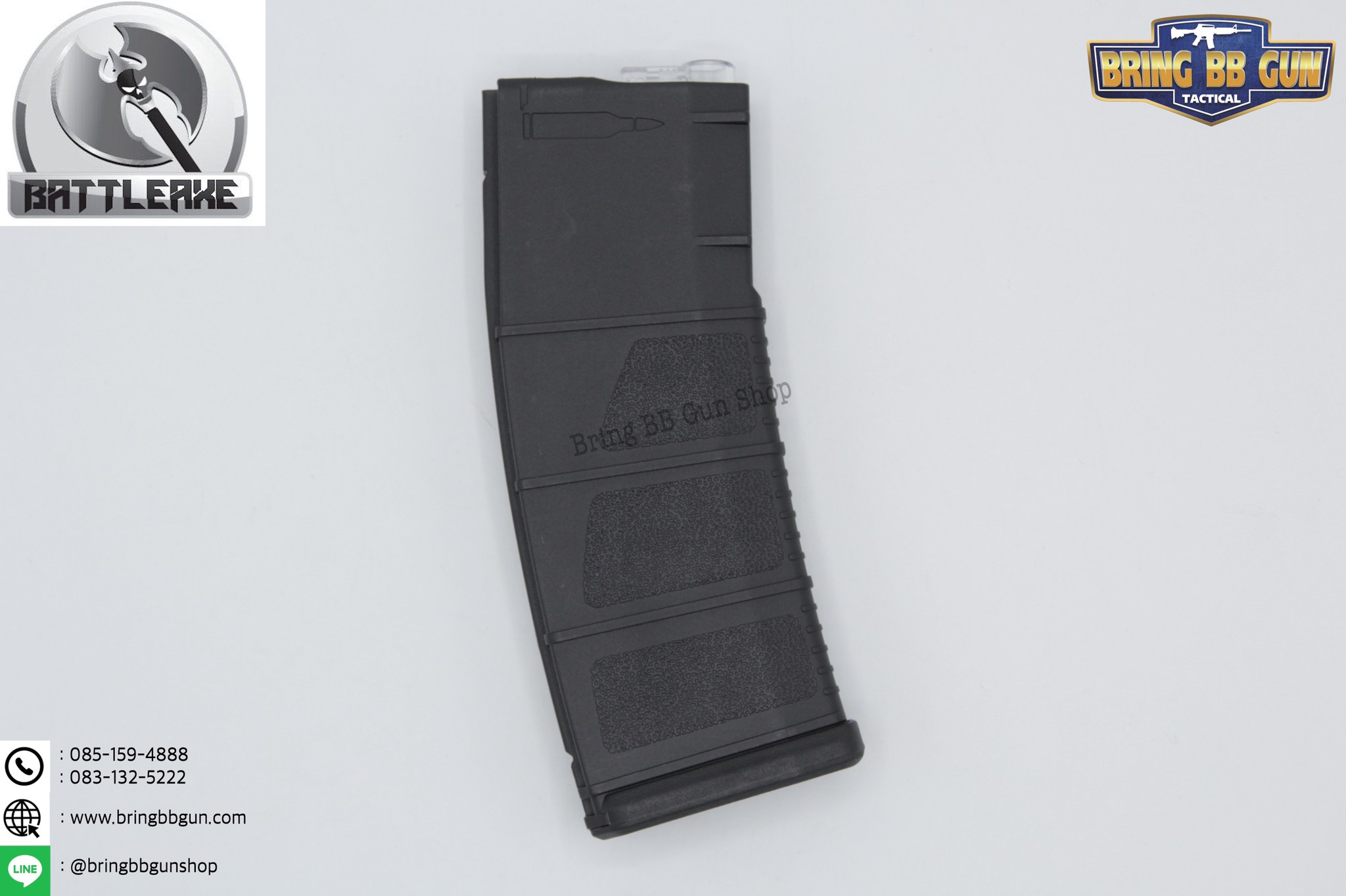 แม็กกาซีน M4 ยี่ห้อ Battle Axe แบบปั่น มี4ทรงให้เลือก ทรง P-mag(P-mag Hi-cap magazine) ทรง EPM(EPM Hi-cap magazine) ทรง 002(002 Hi-cap magazine) ทรง IMI Lancer(IMI Lancer Hi-cap magazine)