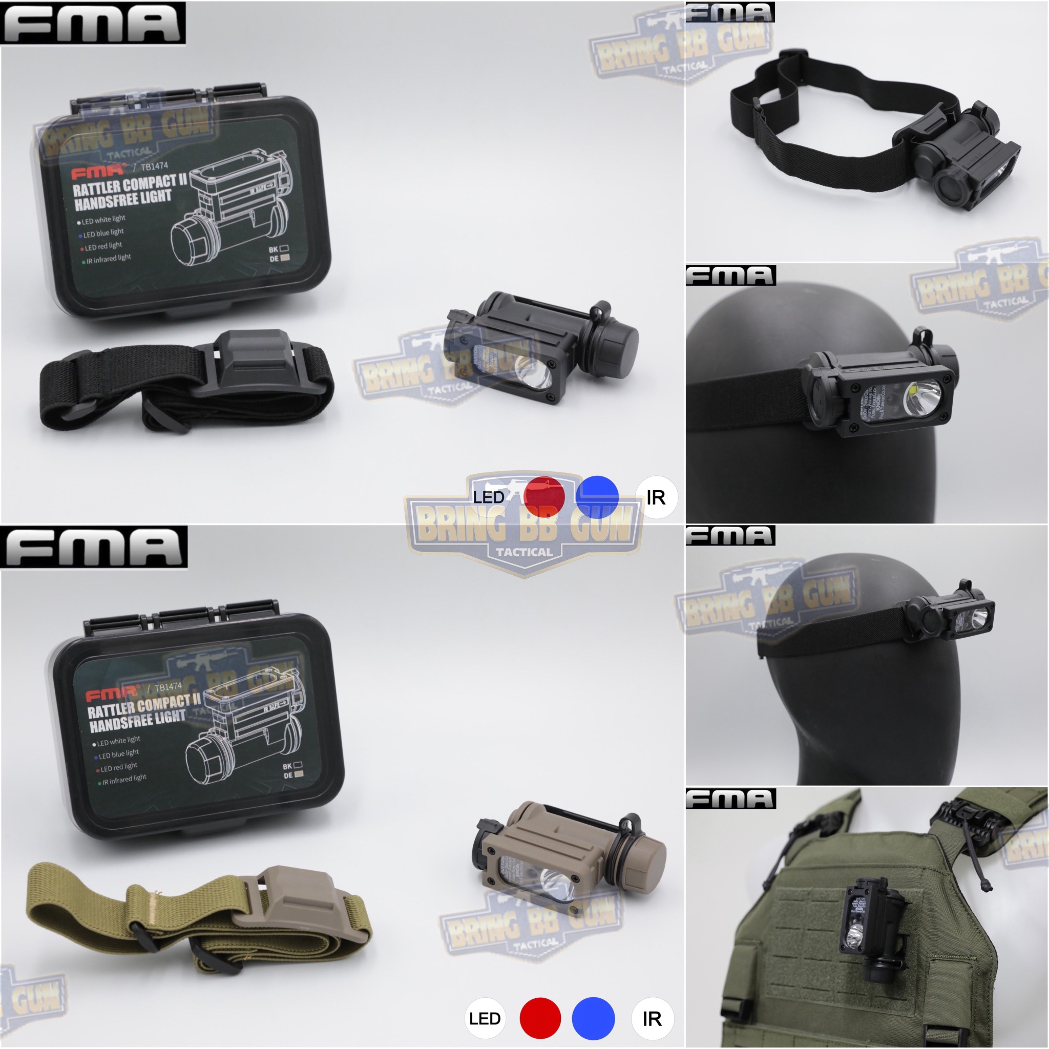 ไฟฉายคาดหัว SIDEWINDER COMPACT II HANDS FREE LIGHT ยี่ห้อ FMA (Rattler Compact II Hands Free Light) (SIDEWINDER COMPACT II HANDS FREE LIGHT) (ไฟฉายคาดหัวทรงStreamlight)