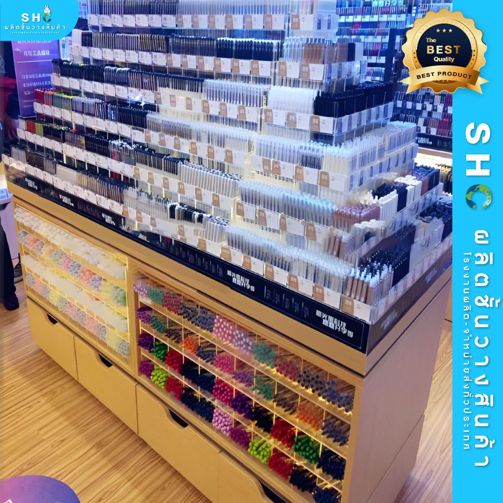 ปากกาพรีเมียม 10 ชั้นไม้ พร้อมกล่องอะคริลิค คอนโดจัดเก็บเครื่องเขียน โต๊ะวางปากกา ชั้นวางร้านเครื่องเขียน 10 ชั้น! ชั้นไม้ พร้อมกล่องอะคริลิค คอนโดปากกา กล่องเก็บเครื่องเขียน ที่วางปากกา