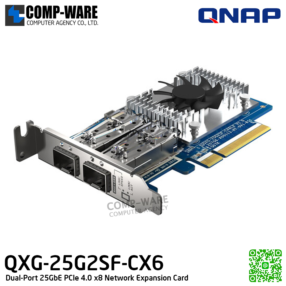 QNAP QXG-25G2SF-CX6 Dual-Port 25GbE PCIe 4.0 x8 Network Expansion Card - Spare Part